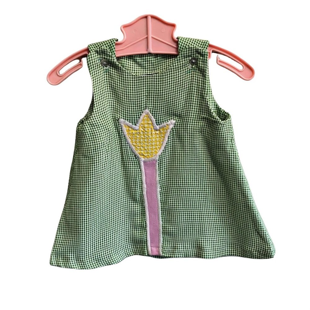 Vintage Gingham Print Floral Embroidered A-Line Dress